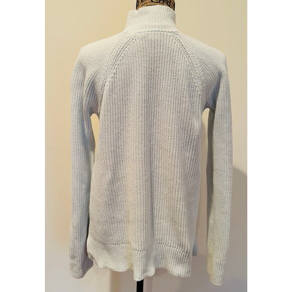 GAP Good Womens Ribbed Textured Baby Blue Mock Turtleneck Cotton Sweater Medium - Picture 9 of 10